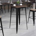 Flash Furniture Square Black Metal Bar Table, 23.5", 23.5" W, 23.5" L, 42" H, Wood Top, Wood Grain CH-31330-40M1-BK-GG